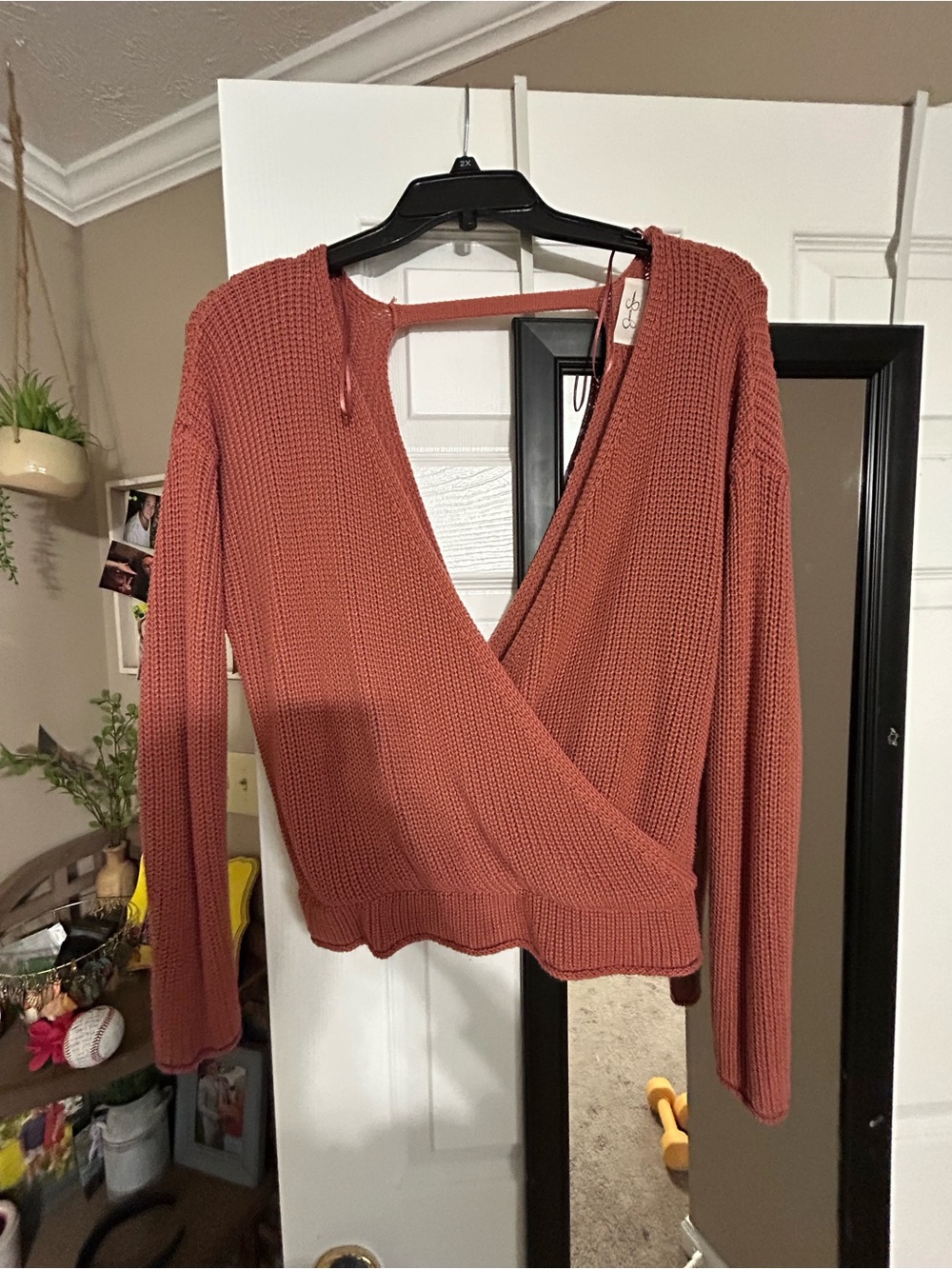 Jessica Simpson Rust Wrap-Front Scoop Sweater